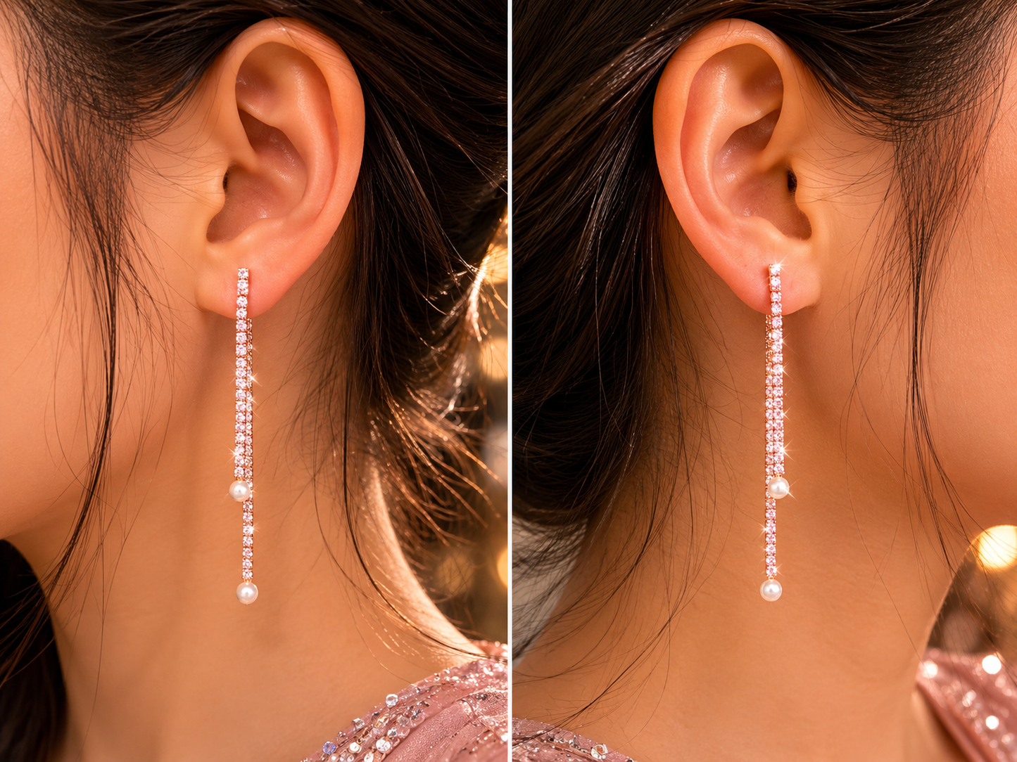 Sparkline AD Pearl Line Earrings