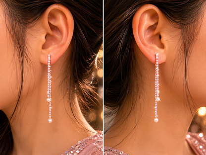 Sparkline AD Pearl Line Earrings
