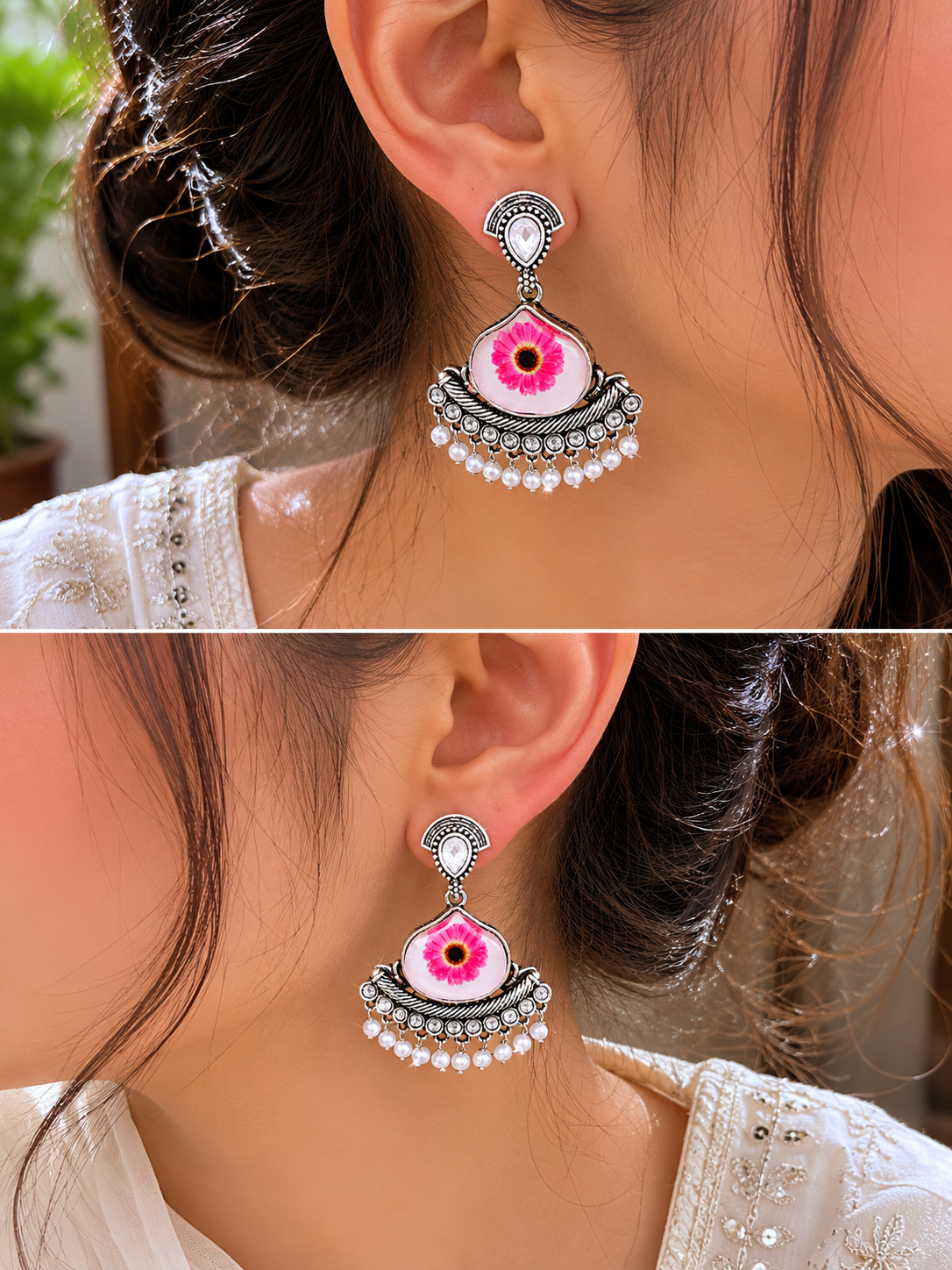 Swarique Bloom Pearl Charm Earrings