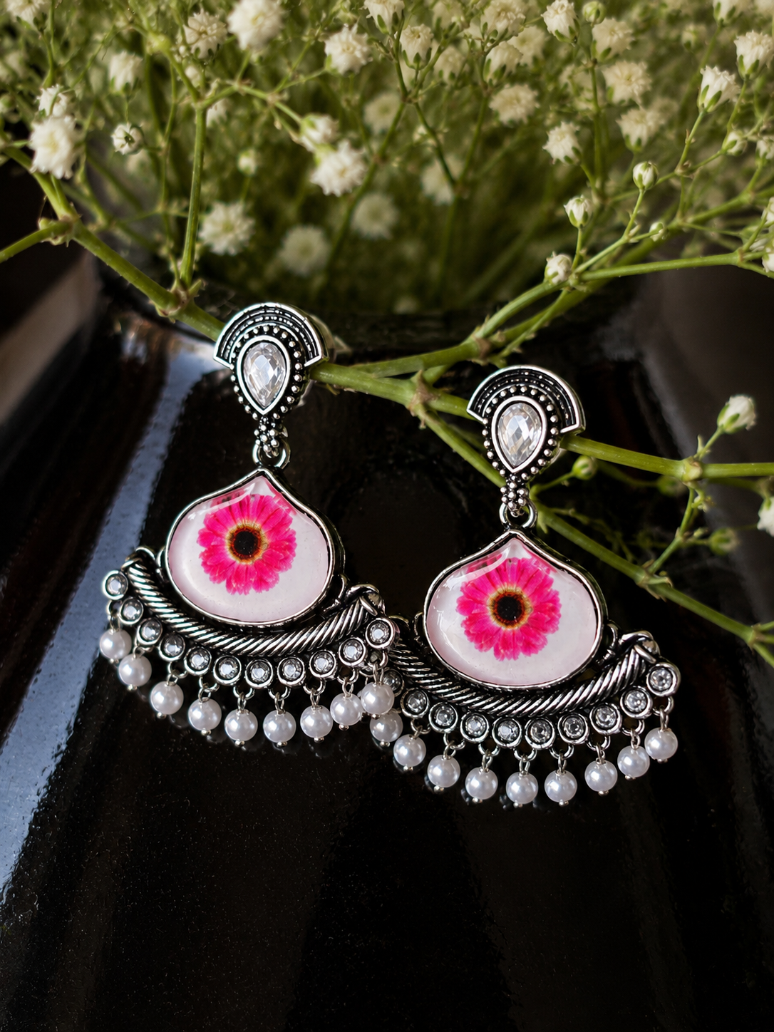 Swarique Bloom Pearl Charm Earrings