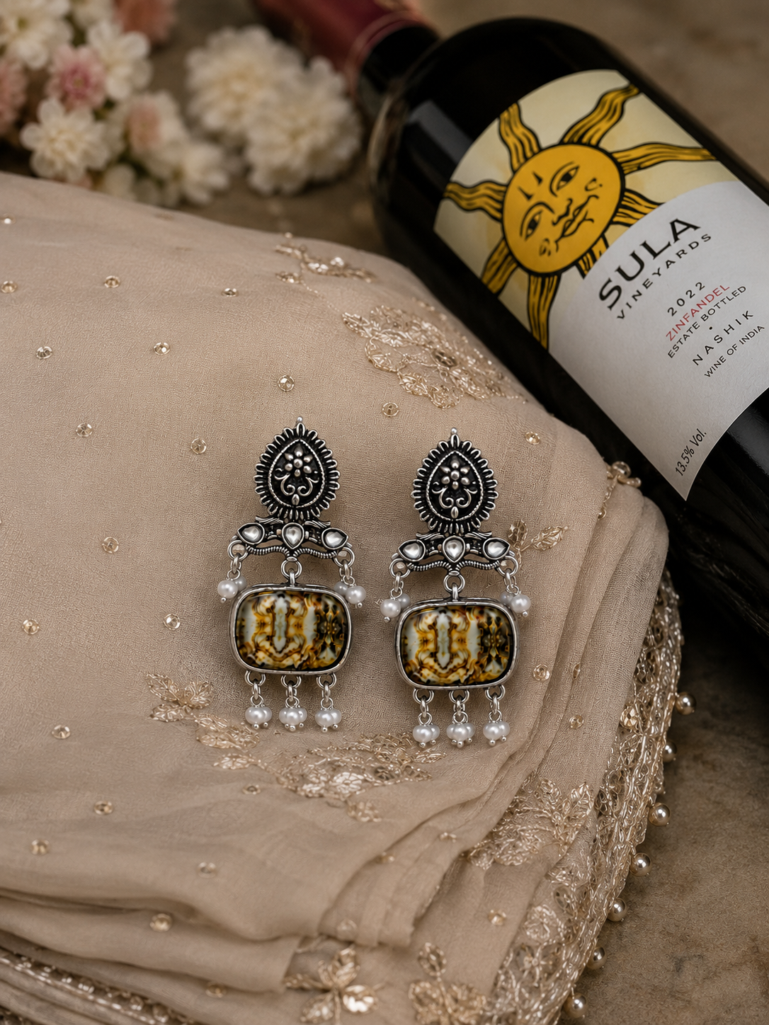 Aaradhya Marble Pearl Earrings