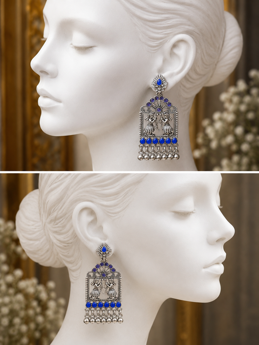 Vrindavan Leela Earrings (Blue)