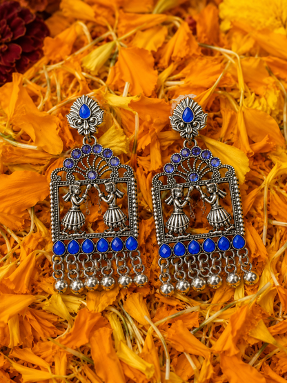 Vrindavan Leela Earrings (Blue)