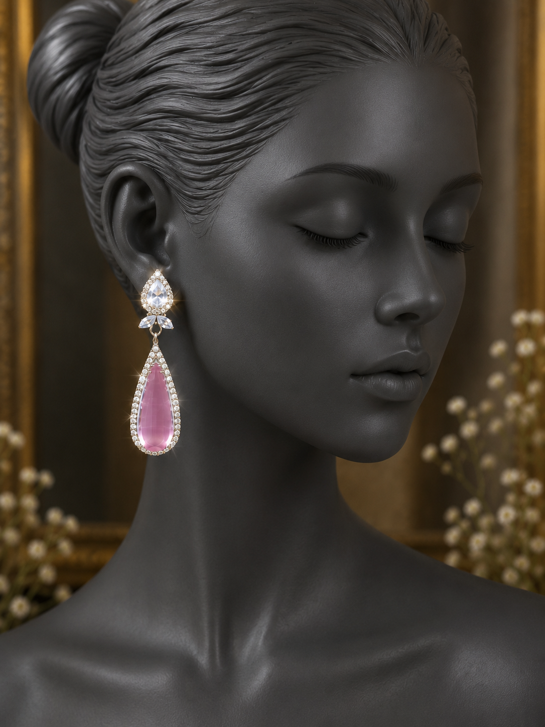 Roselle Blush Crystal Drop Earrings