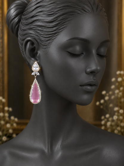Roselle Blush Crystal Drop Earrings