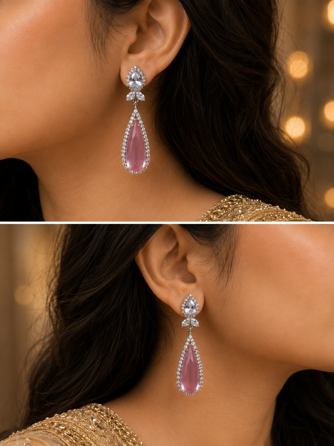 Roselle Blush Crystal Drop Earrings
