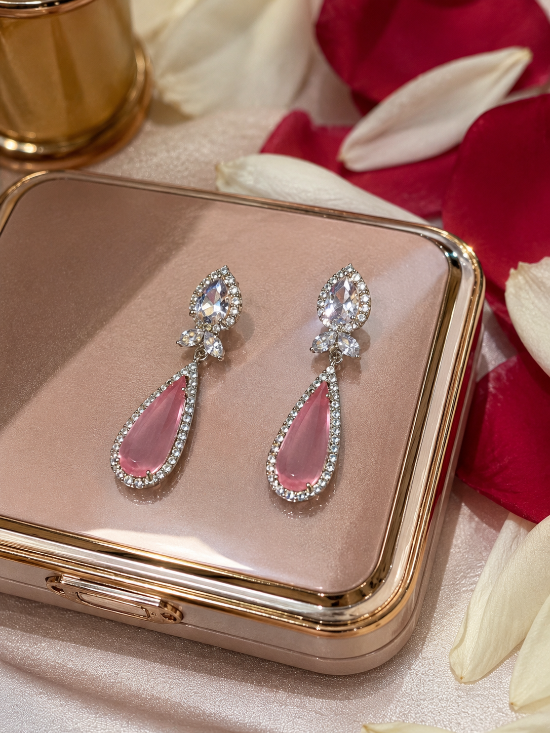 Roselle Blush Crystal Drop Earrings