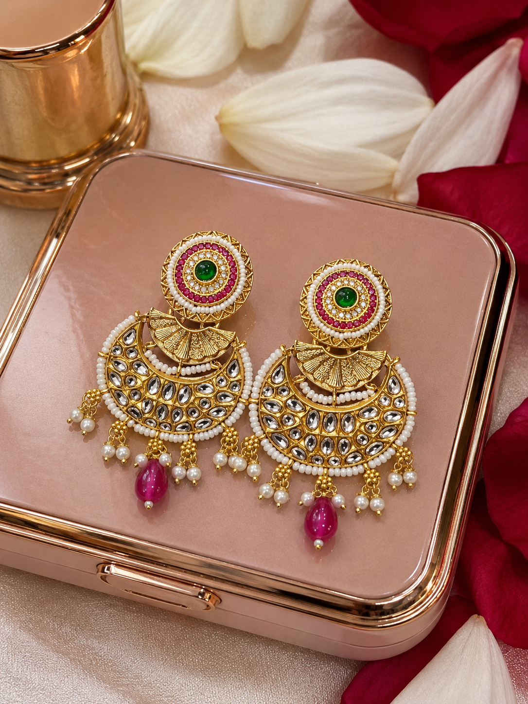 Rajkumari Kundan Chandbali Earrings