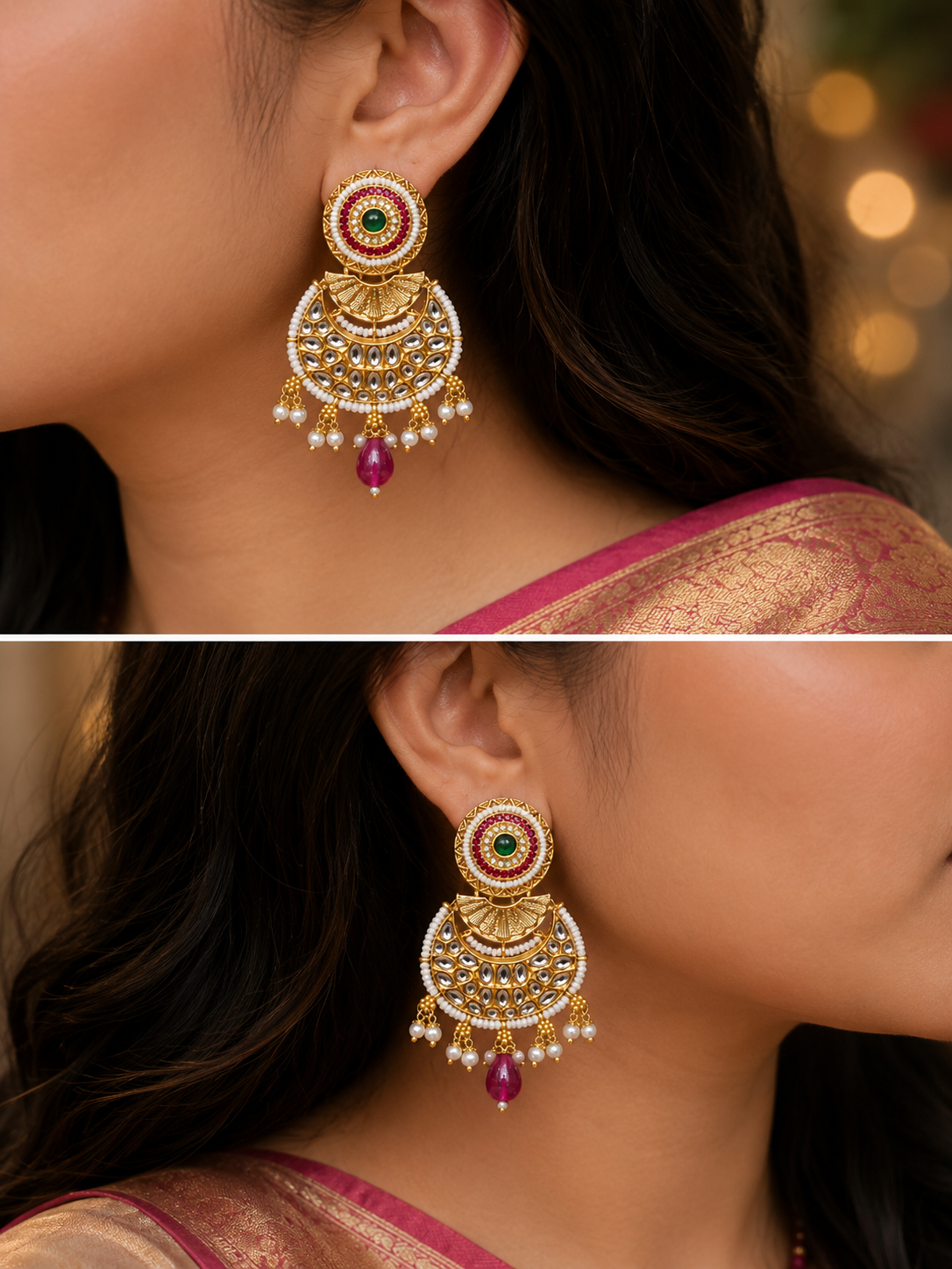 Rajkumari Kundan Chandbali Earrings