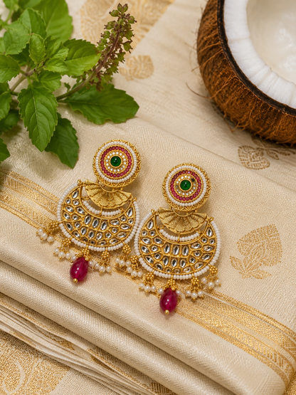 Rajkumari Kundan Chandbali Earrings