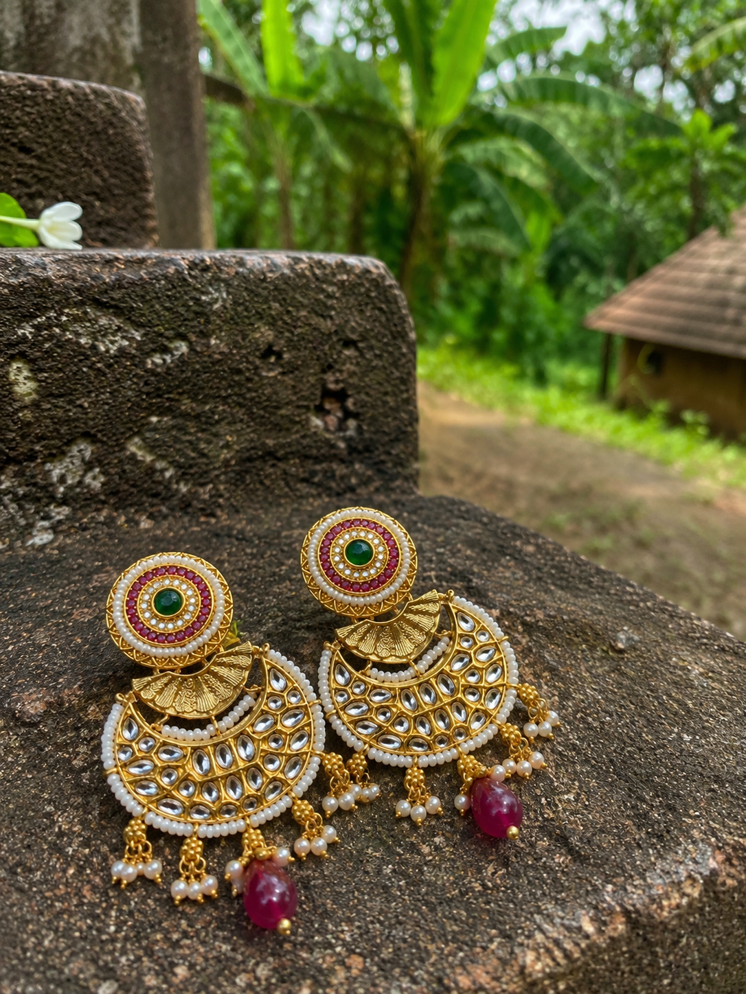 Rajkumari Kundan Chandbali Earrings