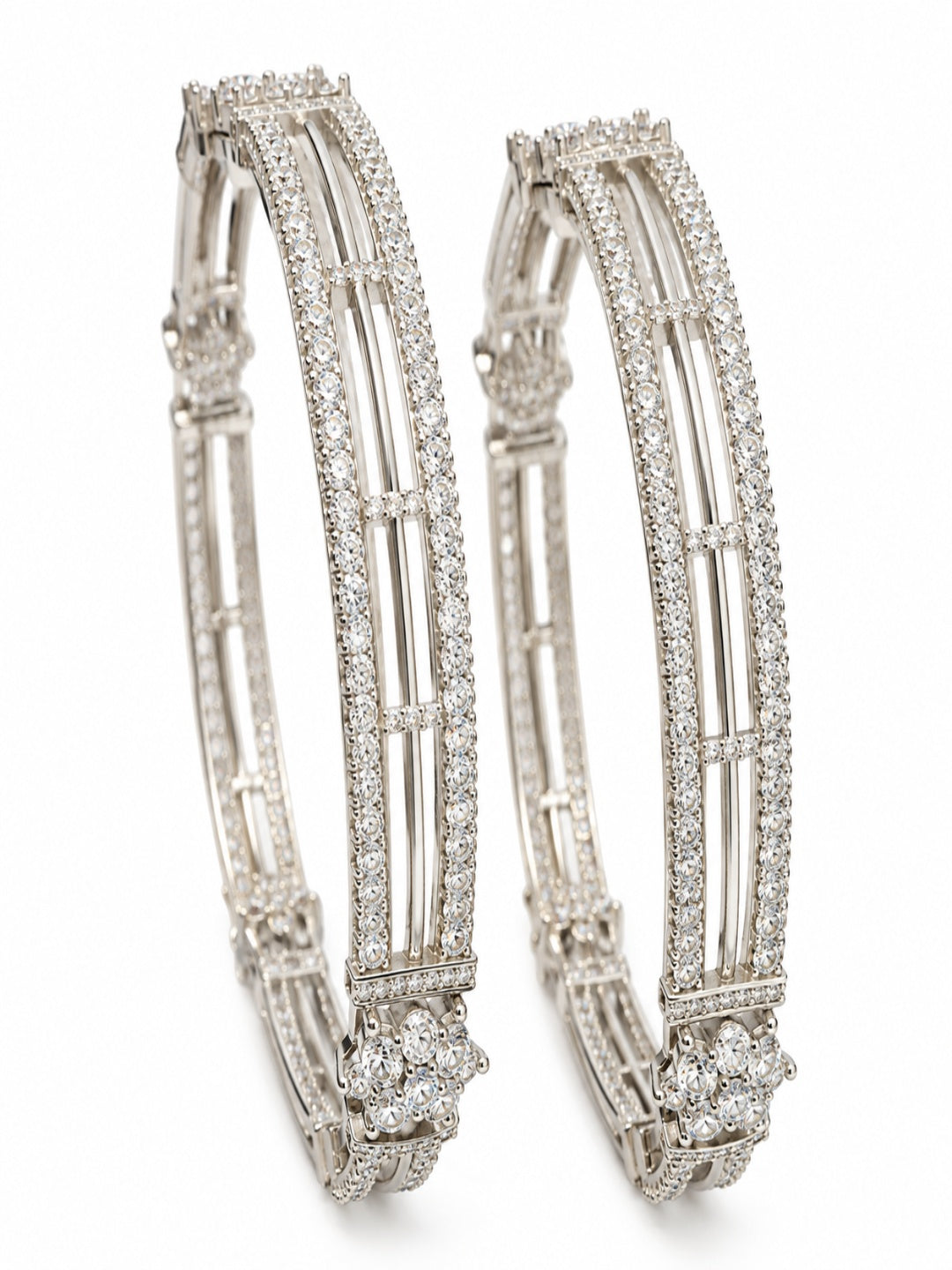 Swarique Vyanika Rhodium Bangle (Set of 2)