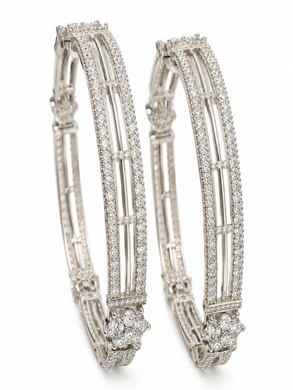 Swarique Vyanika Rhodium Bangle (Set of 2)
