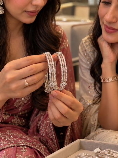 Swarique Vyanika Rhodium Bangle (Set of 2)
