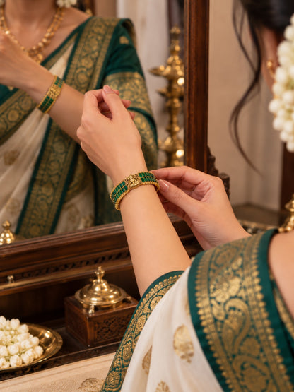 Swarique Aaradhya Lakshmi Emerald Bangles