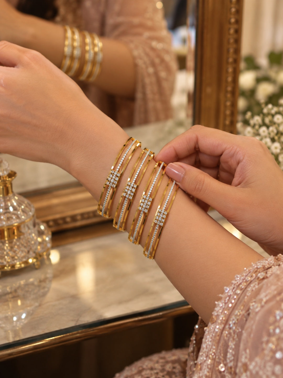 Swarique Rajvika Shringar AD stone Bangle Set (Set of 2)