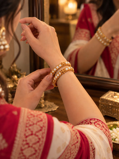 Swarique Lakshmika Pearl Bangle Set (Set of 4)