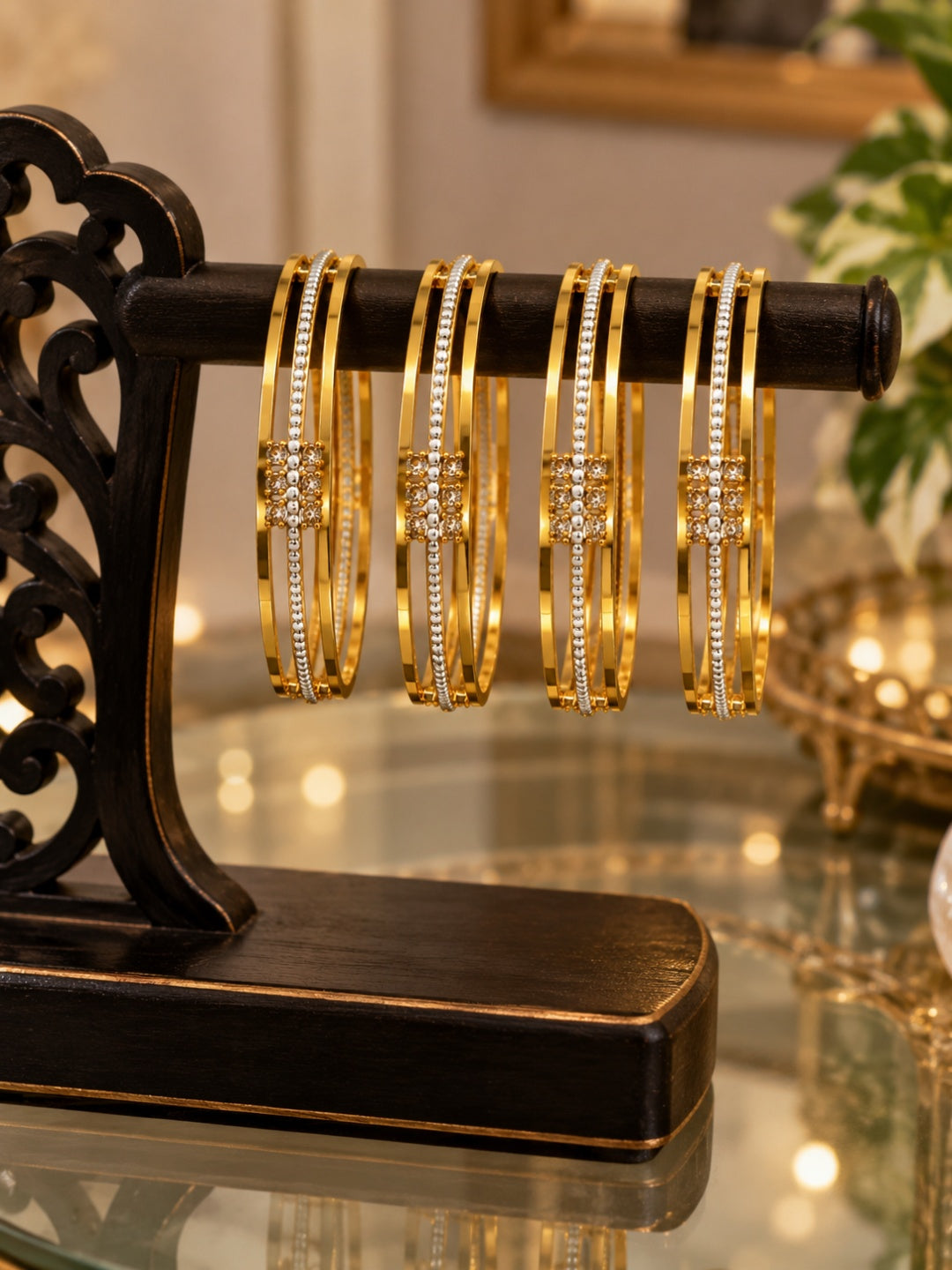 Swarique Rajvika Shringar AD stone Bangle Set (Set of 2)
