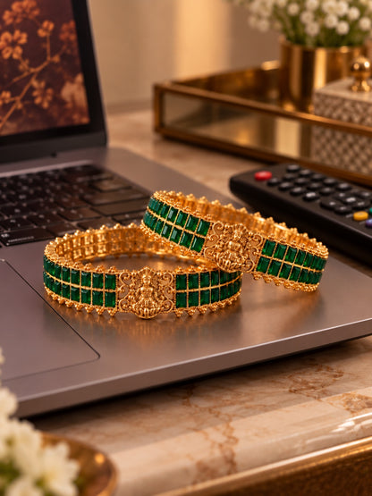 Swarique Aaradhya Lakshmi Emerald Bangles