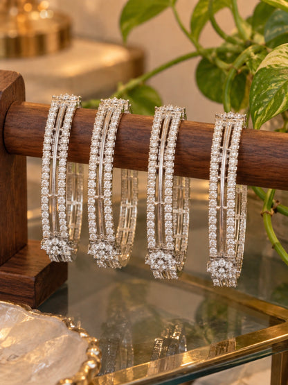 Swarique Vyanika Rhodium Bangle (Set of 2)