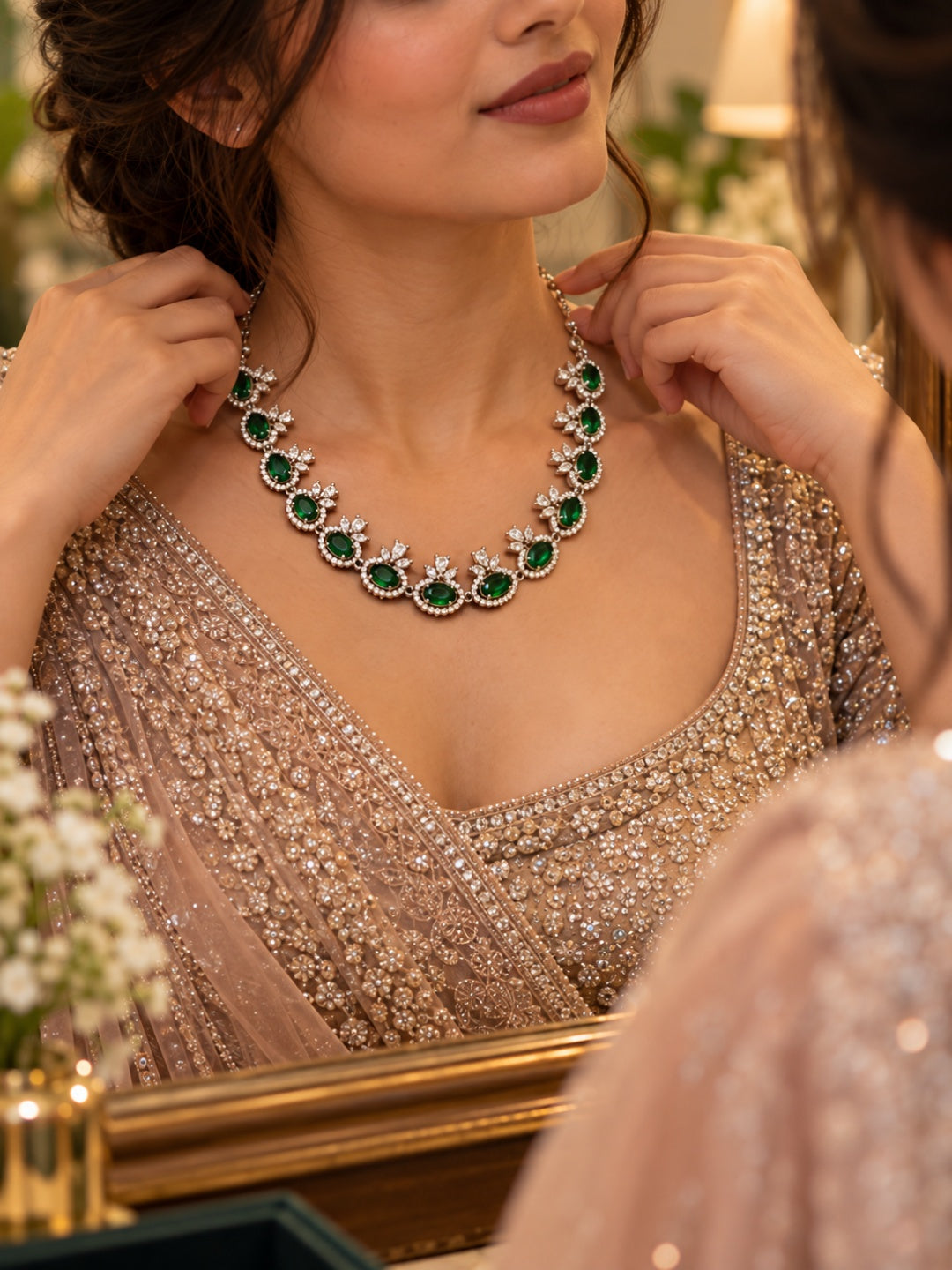 Swarique Vaidehi Harit Ratna Necklace Set