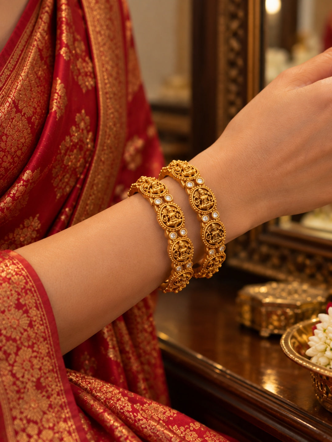 Swarique Vaibhavi Brass Bangles (Set of 2)