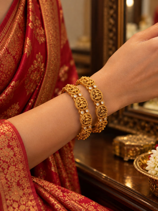 Swarique Vaibhavi Brass Bangles (Set of 2)