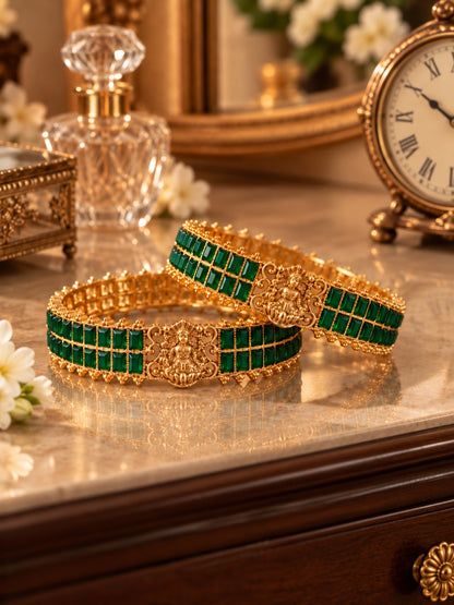 Swarique Aaradhya Lakshmi Emerald Bangles