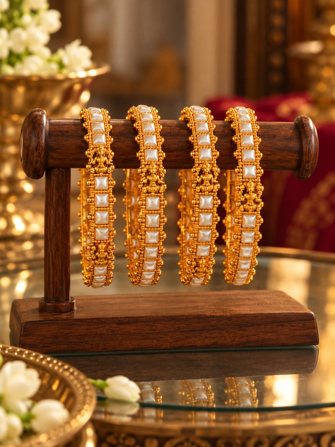 Swarique Lakshmika Pearl Bangle Set (Set of 4)