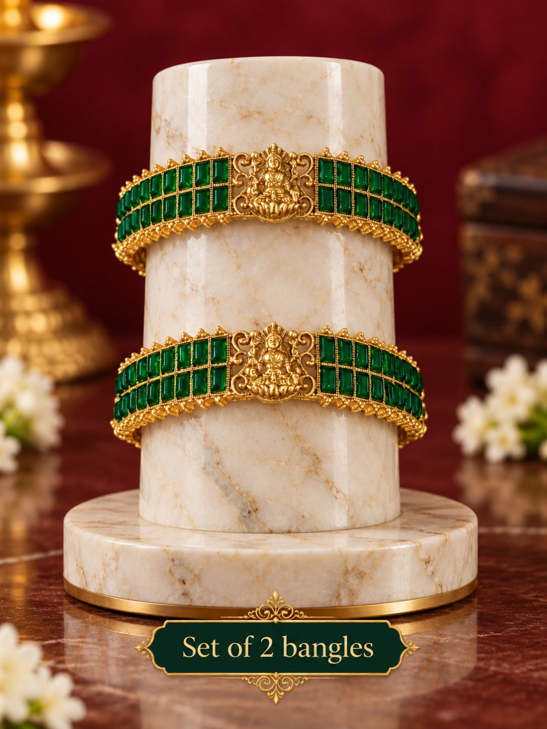 Swarique Aaradhya Lakshmi Emerald Bangles