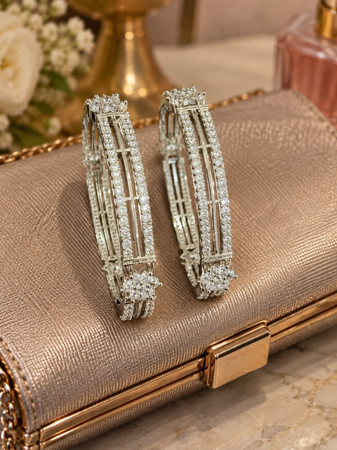 Swarique Vyanika Rhodium Bangle (Set of 2)