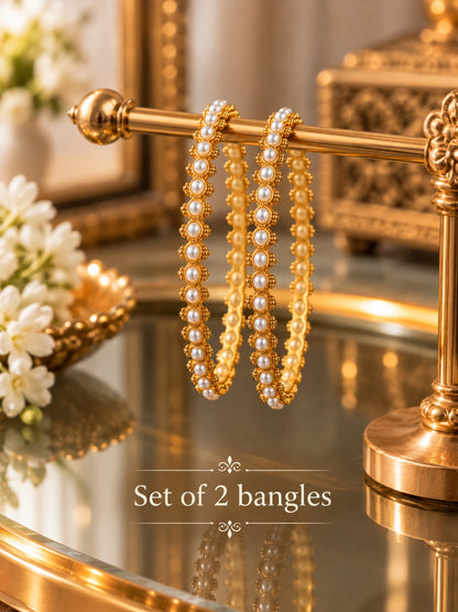 Swarique Shaili Pearl Gold Bangles