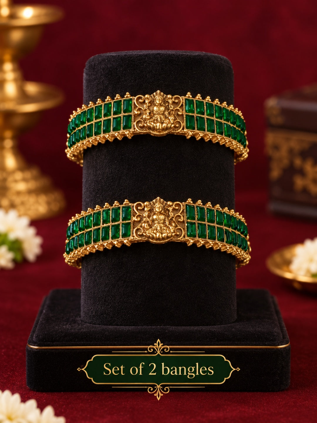 Swarique Aaradhya Lakshmi Emerald Bangles