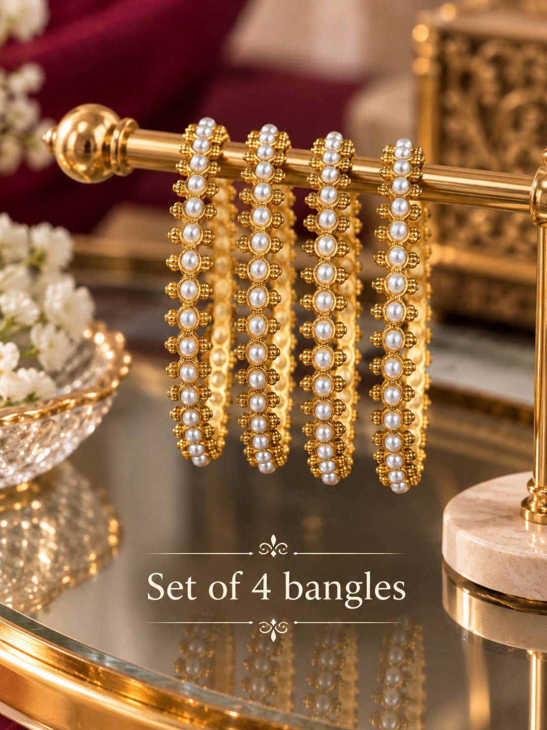 Swarique Shaili Pearl Gold Bangles