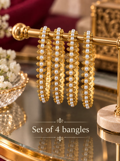 Swarique Shaili Pearl Gold Bangles