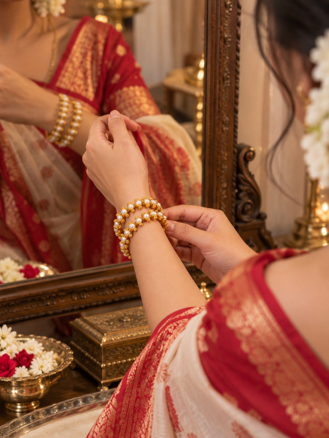 Swarique Shaili Pearl Gold Bangles